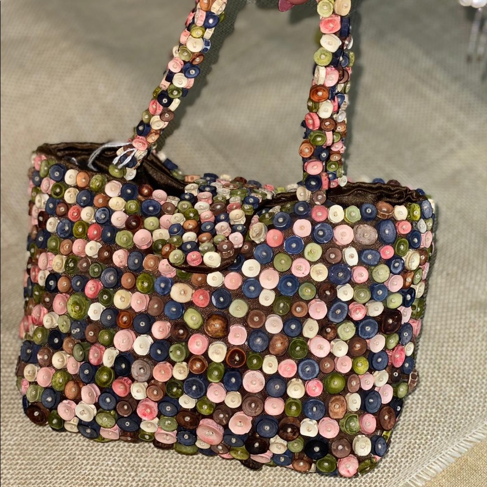 Vintage handbag with tribal beads Chista New York